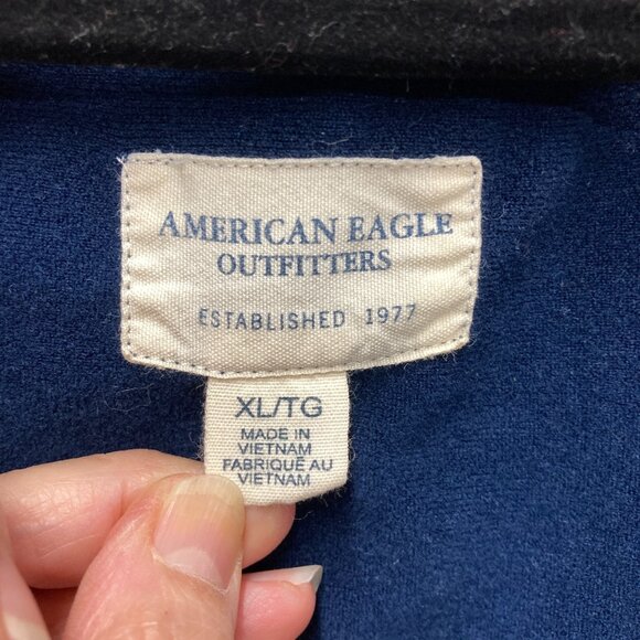 American Eagle 1977 Long Sleeve Track Jacket, Men's Size XL, Navy Blue Yellow - Picture 2 of 6